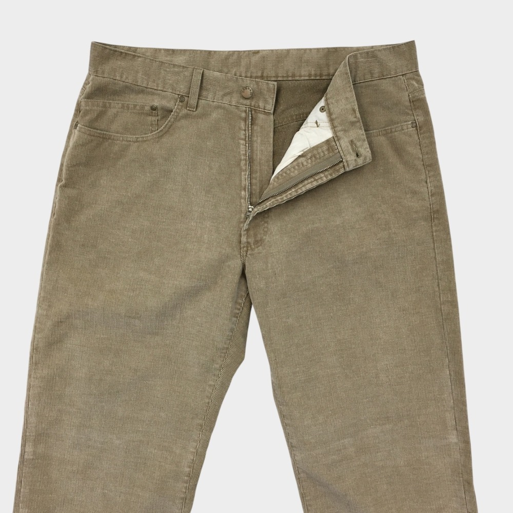Zegna Sport Mens Tan Khaki Corduroy Straight Leg Five Pocket Pants 38